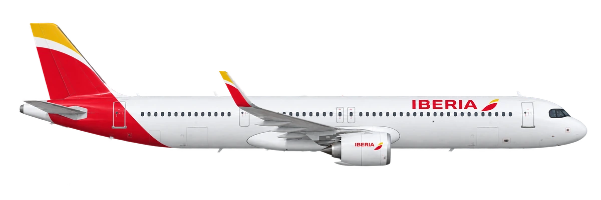 Airbus A321neo in Iberia livery, side profile