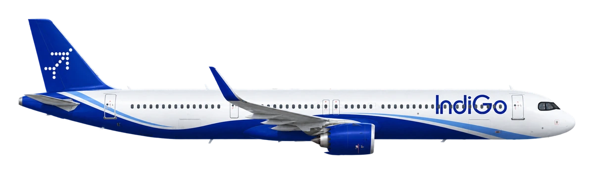 Airbus A321neo in IndiGo livery, side profile