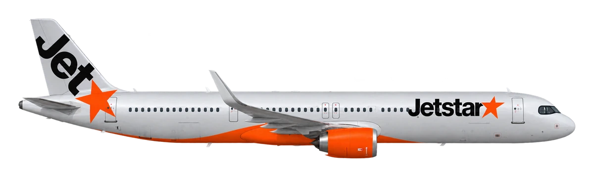 Airbus A321neo in Jetstar livery, side profile