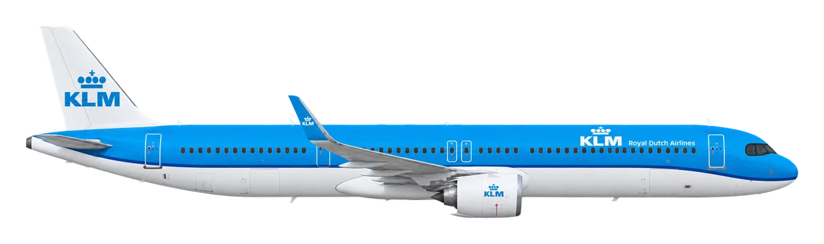 Airbus A321neo in KLM Royal Dutch Airlines livery, side profile
