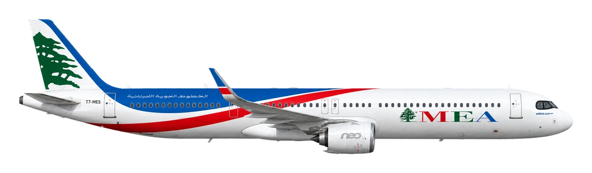 Airbus A321neo in Middle East Airlines livery, side profile