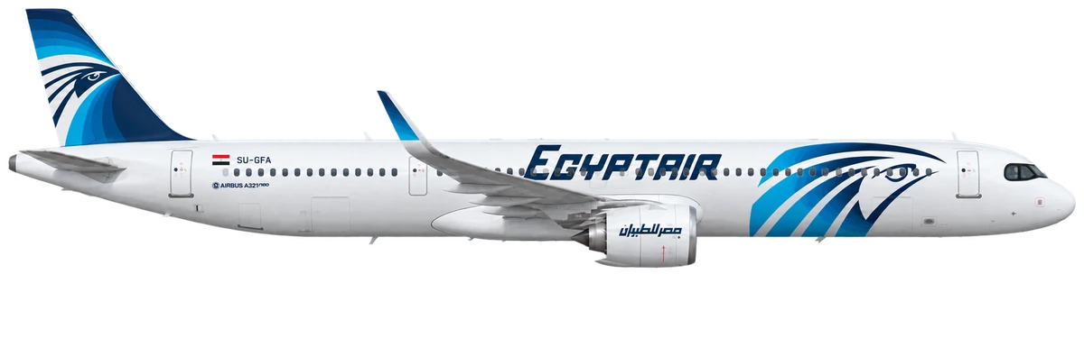 Airbus A321neo in EgyptAir livery, side profile