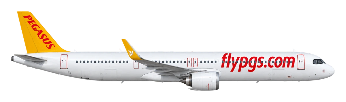 Airbus A321neo in Pegasus Airlines livery, side profile