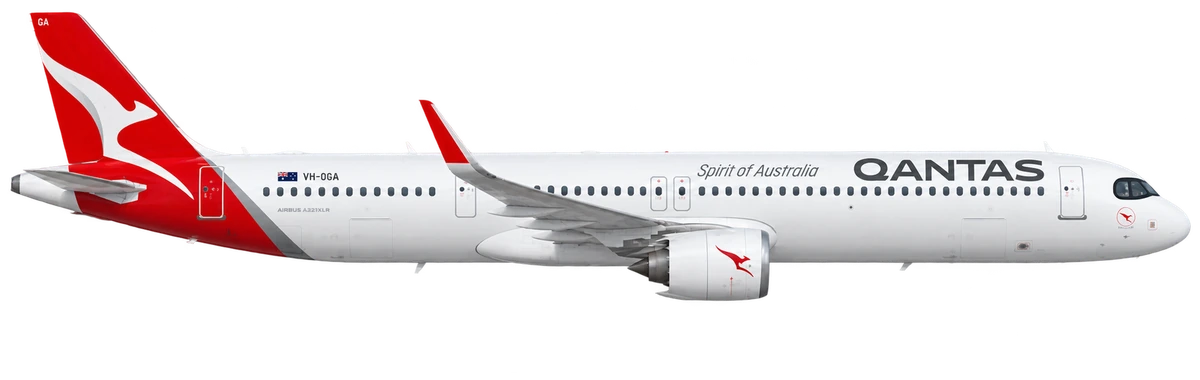 Airbus A321neo in Qantas livery, side profile