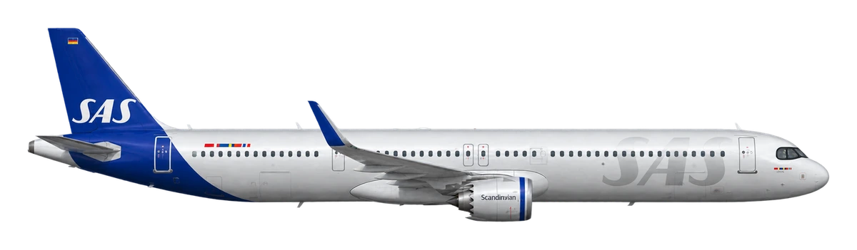 Airbus A321neo in SAS Scandinavian Airlines livery, side profile