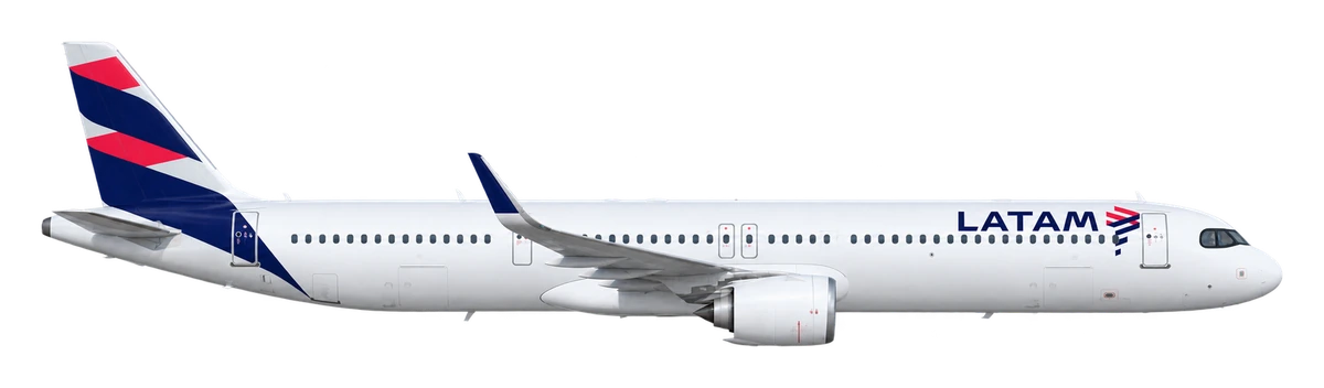 Airbus A321neo in LATAM Brasil livery, side profile