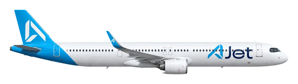 Airbus A321neo in AJet livery, side profile