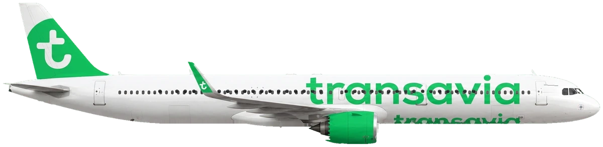 Airbus A321neo in Transavia livery, side profile