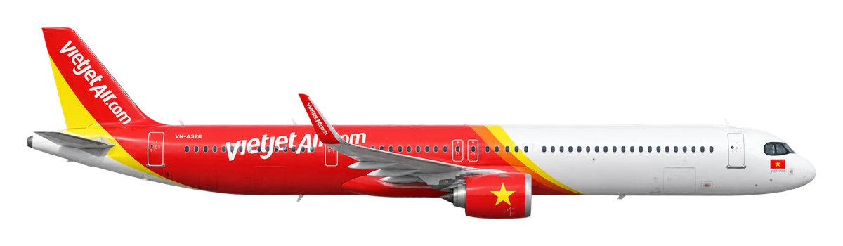 Airbus A321neo in VietJet Air livery, side profile