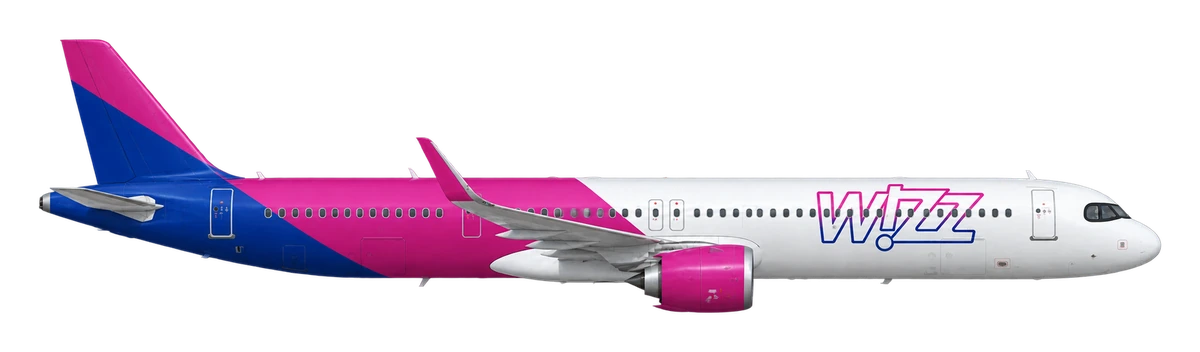 Airbus A321neo in Wizz Air livery, side profile