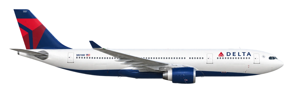 Airbus A330-200 in Delta Air Lines livery, side profile