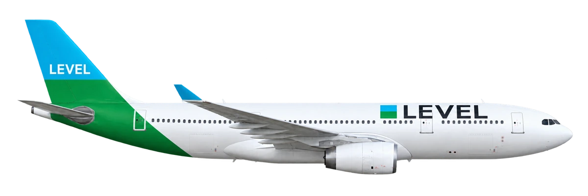 Airbus A330-200 in LEVEL livery, side profile