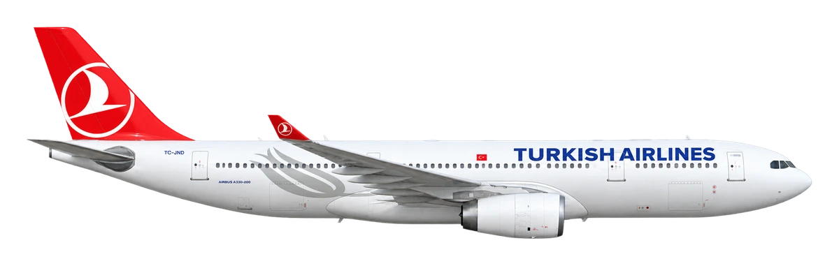Airbus A330-200 in Turkish Airlines livery, side profile