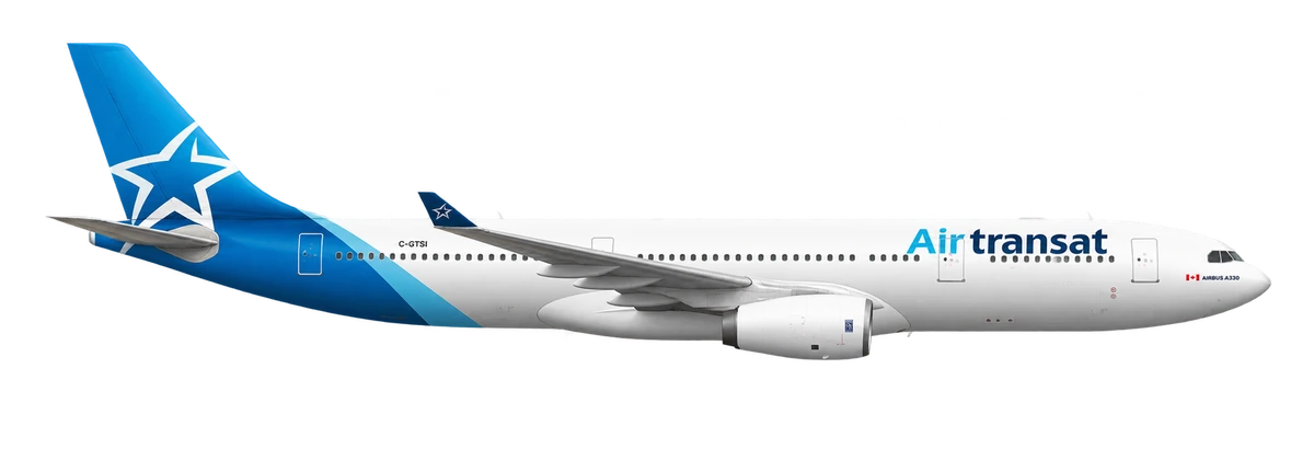 Airbus A330-200 in Air Transat livery, side profile