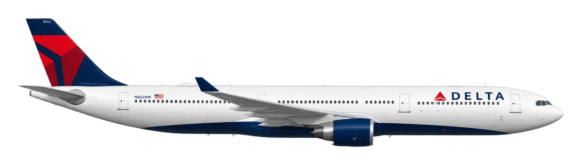 Airbus A330-300 in Delta Air Lines livery, side profile