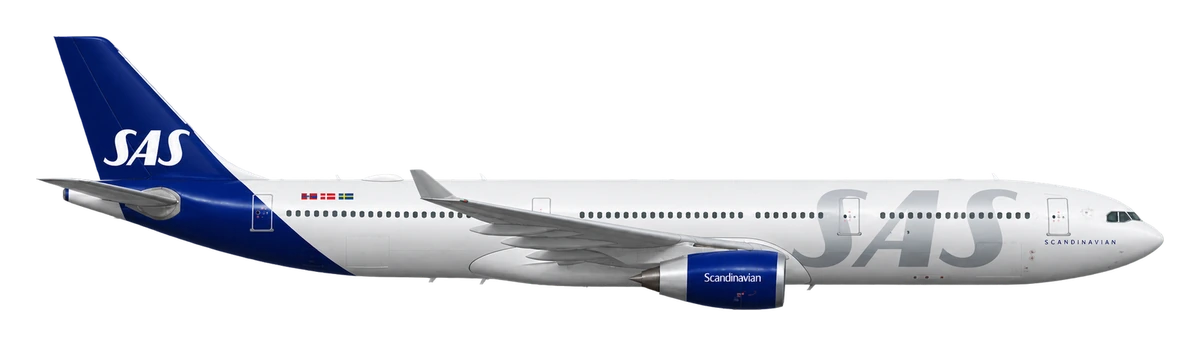 Airbus A330-300 in SAS Scandinavian Airlines livery, side profile
