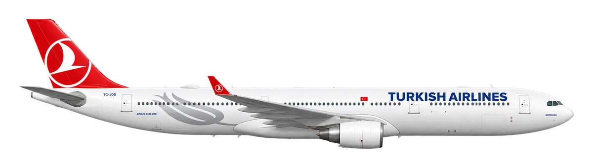Airbus A330-300 in Turkish Airlines livery, side profile
