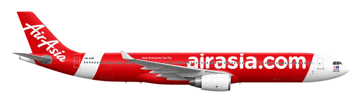 Airbus A330-300 in AirAsia X livery, side profile