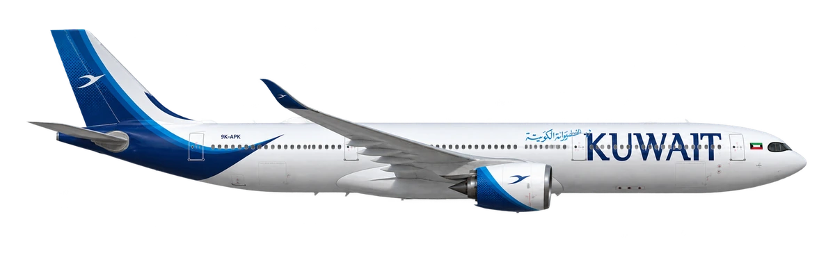 Airbus A330-900neo in Kuwait Airways livery, side profile