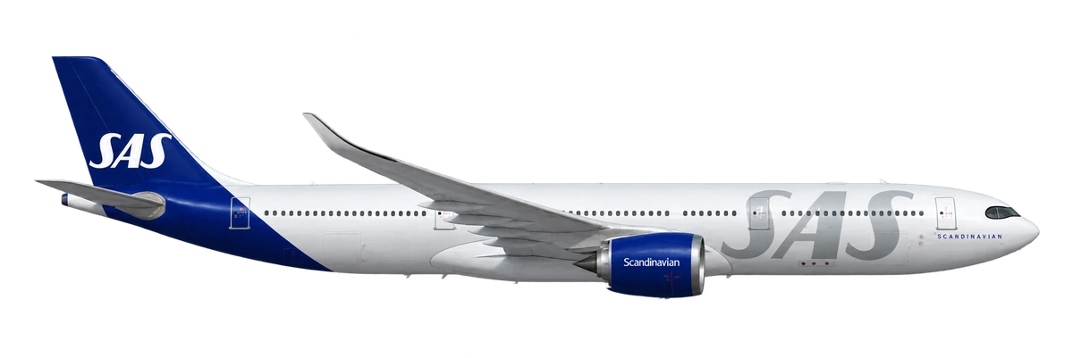 Airbus A330-900neo in SAS Scandinavian Airlines livery, side profile