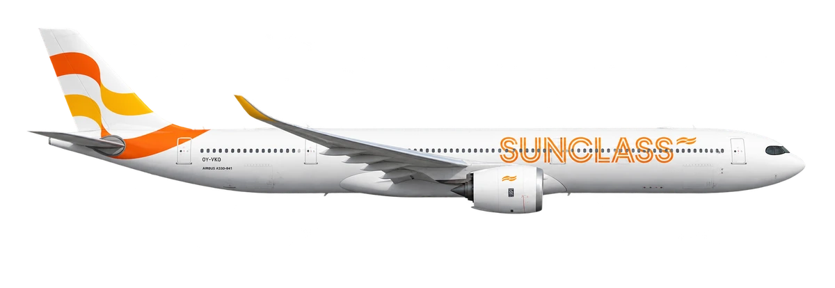 Airbus A330-900neo in Sunclass Airlines livery, side profile