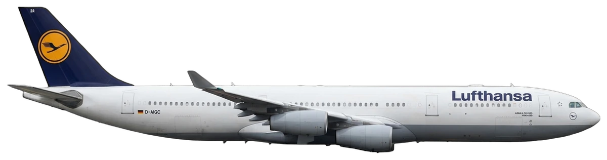 Airbus A340-300 in Lufthansa livery, side profile