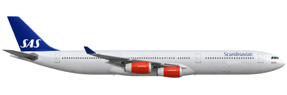 Airbus A340-300 in SAS Scandinavian Airlines livery, side profile