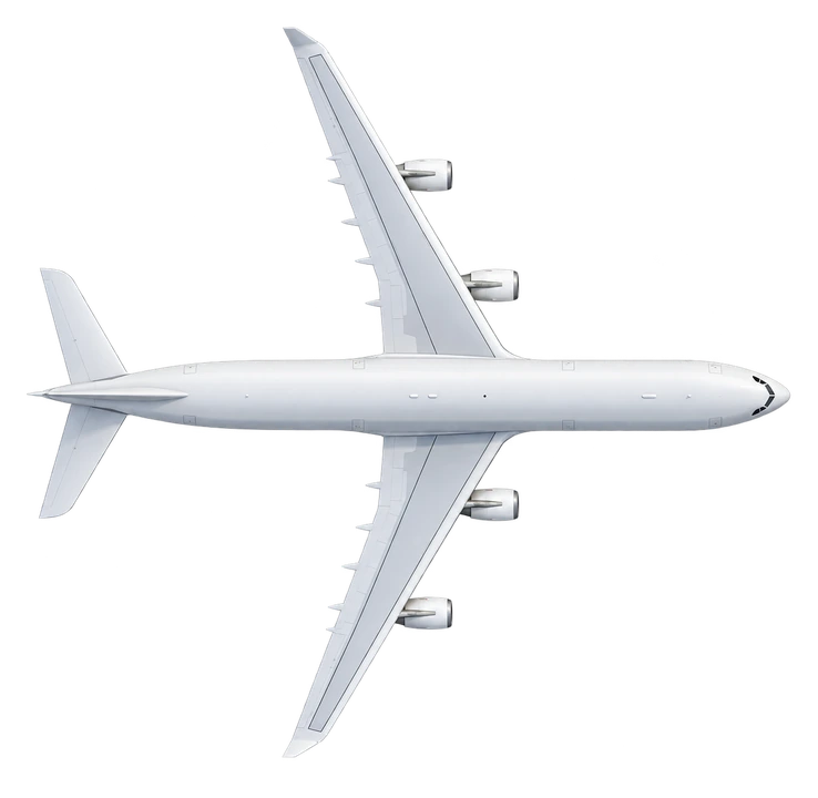 Airbus A340-600 in Asiana Airlines livery, top view