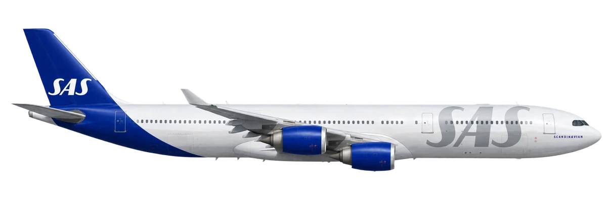Airbus A340-600 in SAS Scandinavian Airlines livery, side profile