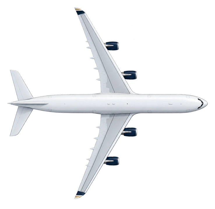 Airbus A340-600 in Starlux Airlines livery, top view