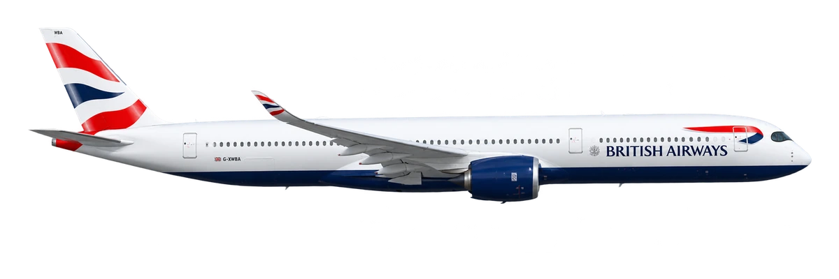 Airbus A350-1000 in British Airways livery, side profile