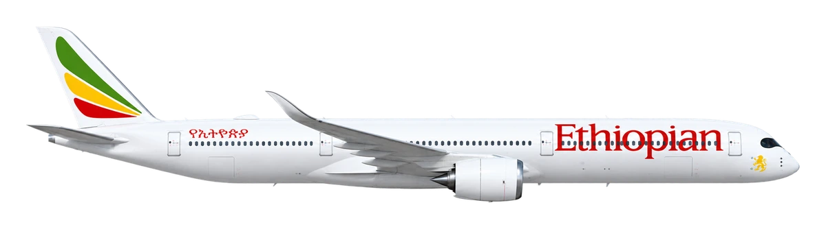 Airbus A350-1000 in Ethiopian Airlines livery, side profile