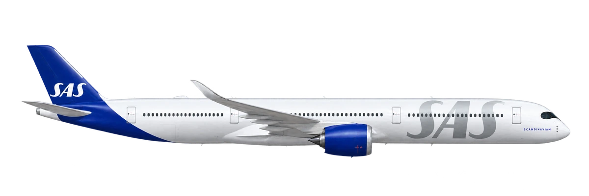 Airbus A350-1000 in SAS Scandinavian Airlines livery, side profile