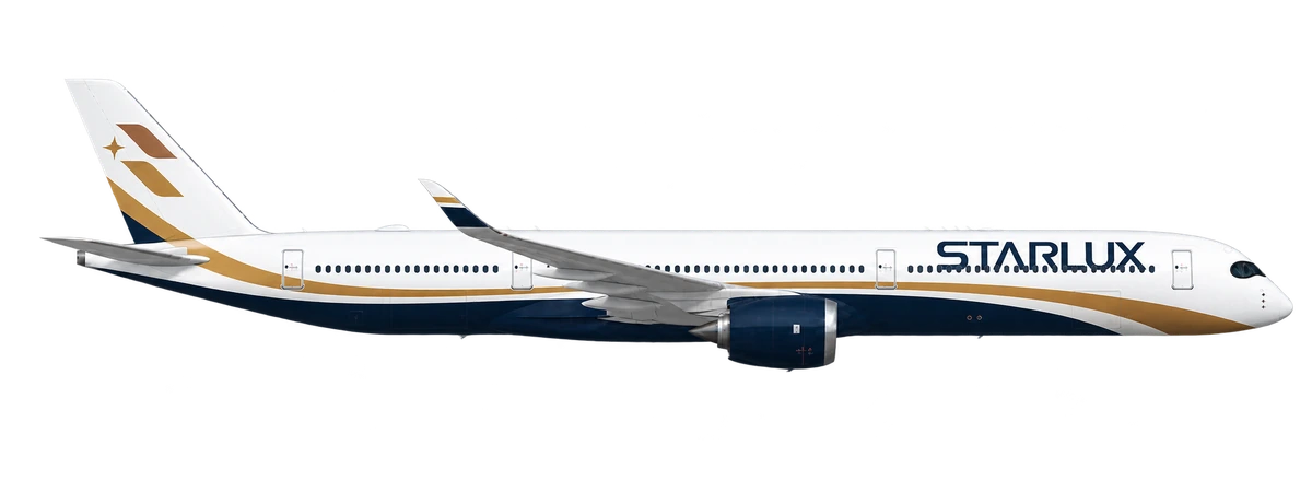 Airbus A350-1000 in Starlux Airlines livery, side profile