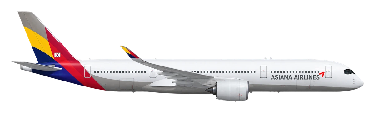 Airbus A350-900 in Asiana Airlines livery, side profile