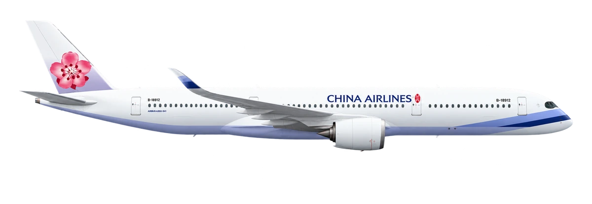 Airbus A350-900 in China Airlines livery, side profile