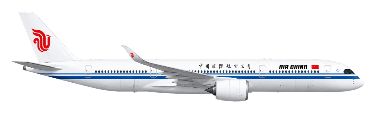 Airbus A350-900 in Air China livery, side profile