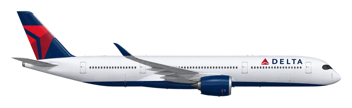 Airbus A350-900 in Delta Air Lines livery, side profile