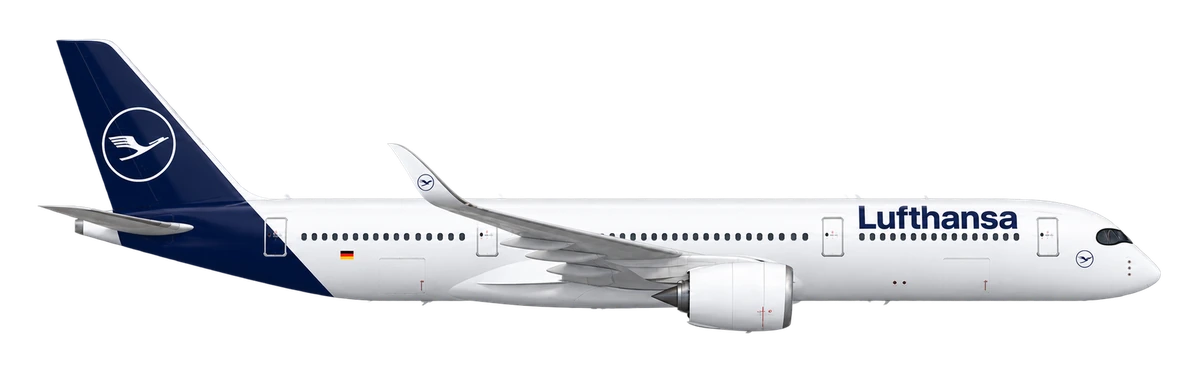 Airbus A350-900 in Lufthansa livery, side profile