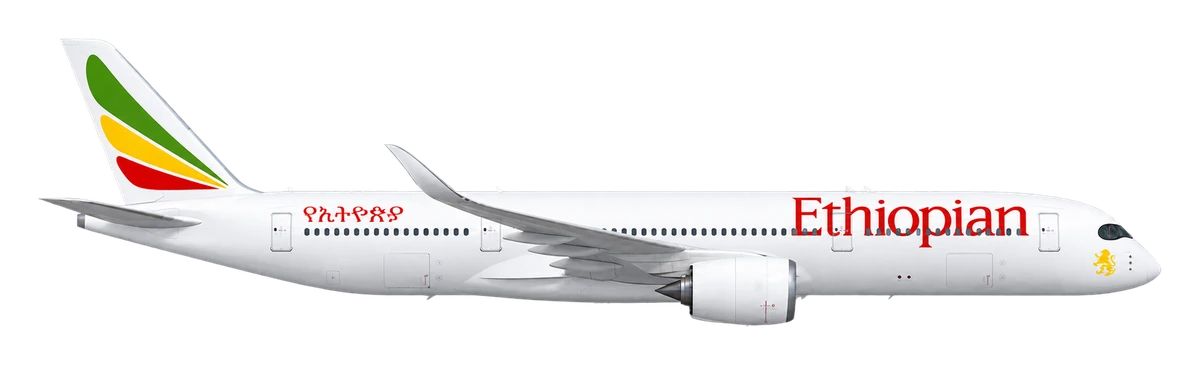 Airbus A350-900 in Ethiopian Airlines livery, side profile