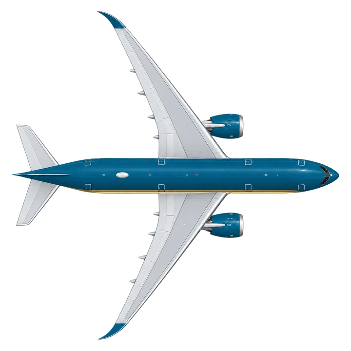 Airbus A350-900 in Vietnam Airlines livery, top view