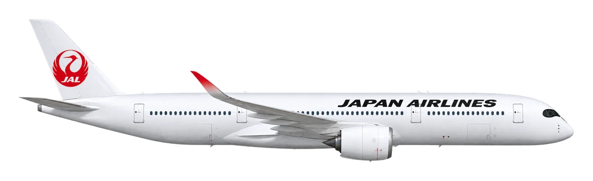 Airbus A350-900 in Japan Airlines livery, side profile