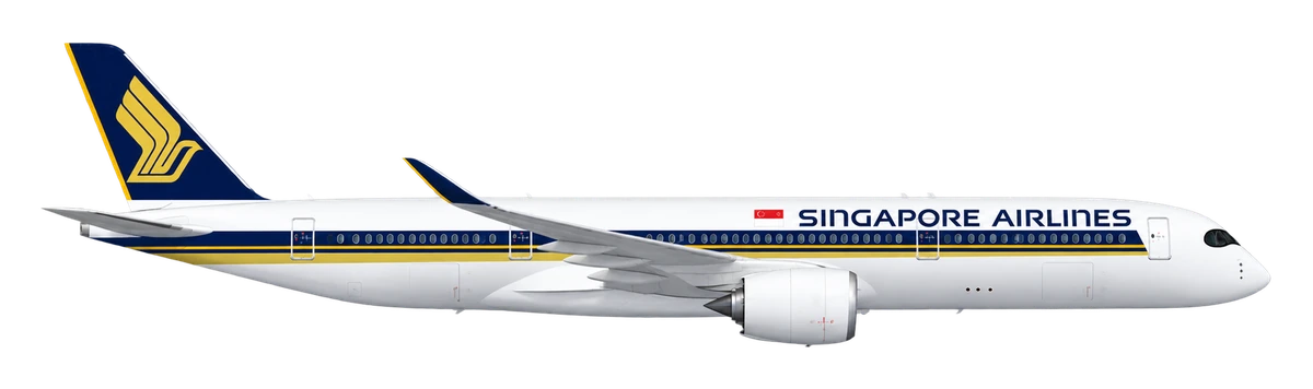 Airbus A350-900 in Singapore Airlines livery, side profile