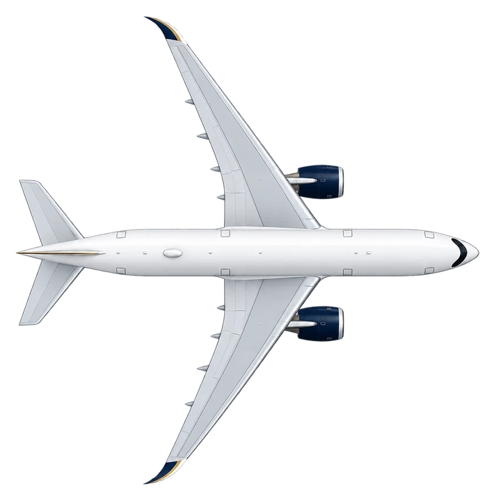 Airbus A350-900 in Starlux Airlines livery, top view