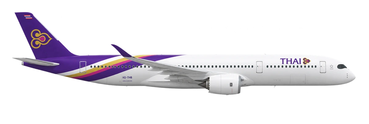 Airbus A350-900 in Thai Airways livery, side profile