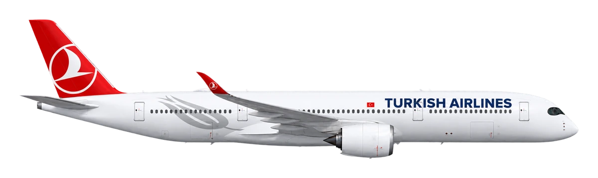 Airbus A350-900 in Turkish Airlines livery, side profile