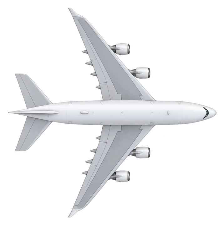 Airbus A380-800 in Air India livery, top view