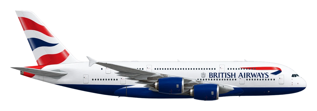Airbus A380-800 in British Airways livery, side profile