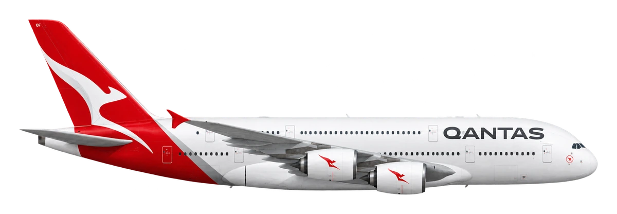 Airbus A380-800 in Qantas livery, side profile