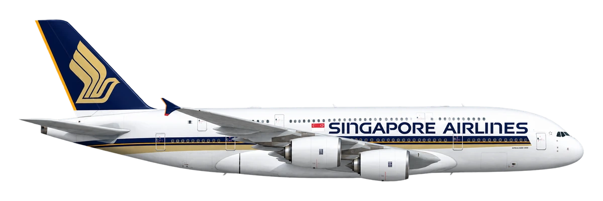 Airbus A380-800 in Singapore Airlines livery, side profile